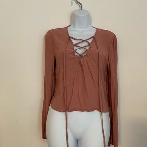Dusty Pink Blouse with Flared Sleeves Size -S